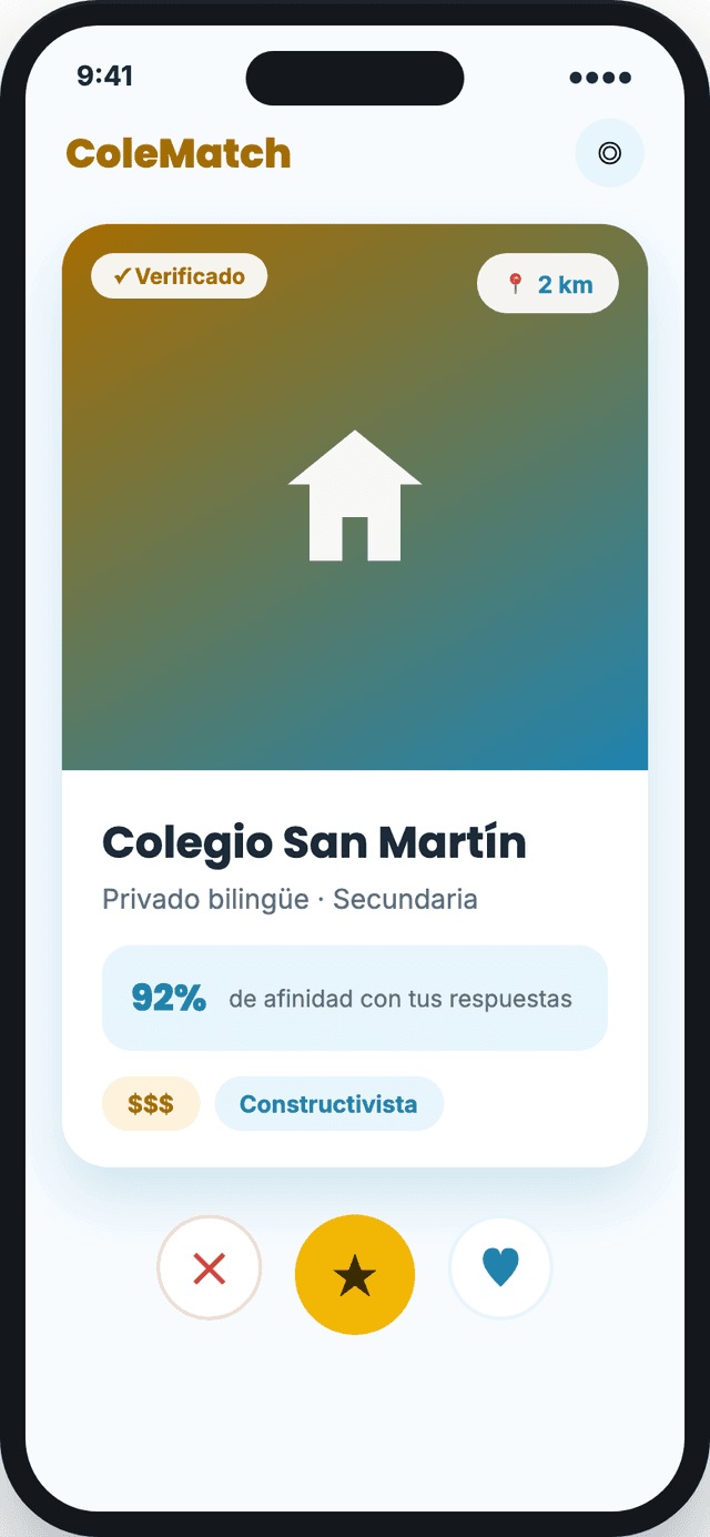 Pantalla de matching